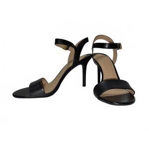 NEW Ralph Lauren "Gwen" Black Burnished Calf Leather Sandals - Size 10B